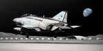  2others absurdres aircraft airplane canopy_(aircraft) commentary decal earth_(planet) english_commentary external_fuel_tank f-4_phantom_ii fictional_aircraft fighter_jet highres military military_vehicle multiple_others on_moon original outdoors planet plumbeus_0928 redesign runway science_fiction space spacecraft starfighter takeoff vehicle_focus 