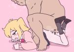  1boy 1girl akita_neru black_shoes black_skirt blonde_hair blush cardigan censored clothed_female_nude_male clothed_sex completely_nude feet_up from_side grey_socks hetero jcm2 long_sleeves lying medium_hair mosaic_censoring nude old old_man on_stomach open_mouth pink_background pink_cardigan profile prone_bone pussy_juice school_uniform sex sex_from_behind shadow shoes side_ponytail skirt socks squatting steam vocaloid yellow_eyes zako_(vocaloid) 