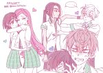  ... 3boys 3girls alien_stage anger_vein aqua_skirt bibi1015bibi black_hair blonde_hair brown_hair collared_shirt commentary_request contrast_collar grey_hair heart highres hug hyuna_(alien_stage) ivan_(alien_stage) layered_shirt long_hair luka_(alien_stage) mizi_(alien_stage) multiple_boys multiple_girls pink_hair ponytail pushing_away school_uniform shirt signature skirt spoken_ellipsis sua_(alien_stage) till_(alien_stage) very_long_hair white_shirt 