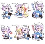  2girls absurdres adapted_costume apron black_bodysuit blonde_hair blue_boots blue_eyes blue_mittens blue_skirt blue_vest blush bodysuit boots bow bowtie brown_boots capelet chinese_commentary closed_mouth commentary_request commission dress fairy fairy_wings fur-trimmed_boots fur-trimmed_capelet fur-trimmed_dress fur_trim hat hat_bow heart heart_hands heart_in_heart_hands highres holding holding_tray kiss kissing_cheek lapel_pin letty_whiterock lily_white long_hair long_sleeves looking_at_viewer mittens mob_cap multiple_girls open_mouth pantyhose pink_hair puffy_short_sleeves puffy_sleeves red_bow red_bowtie red_mittens shirt short_sleeves sitting skirt sleepymoon smile snowflakes touhou tray upper_body very_long_hair vest waist_apron wariza watermark watermark_grid white_apron white_capelet white_dress white_hat white_pantyhose white_shirt wide_sleeves wings winter_clothes yuri 