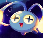  air_bubble blue_background bubble chinchou commentary_request cross-shaped_pupils full_body hzi4h9 no_humans open_mouth pokemon pokemon_(creature) simple_background solo symbol-shaped_pupils 