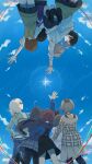  6+girls absurdres ahoge ai_(girls_band_cry) awa_subaru ayataka_syumimi black_choker black_hair black_overalls black_pantyhose black_shoes black_skirt blue_pants blue_sweater bracelet brown_hair brown_sweater_vest choker commentary_request copyright_name diamond_dust_(girls_band_cry) dress ebizuka_tomo girls_band_cry grey_hair grey_skirt hair_ribbon highres iseri_nina jacket jewelry jumping kawaragi_momoka long_hair low_twintails multicolored_hair multiple_girls nana_(girls_band_cry) overalls pants pantyhose plaid_clothes plaid_skirt pleated_skirt purple_jacket ribbon rin_(girls_band_cry) roots_(hair) rupa_(girls_band_cry) school_uniform shirt shoes short_hair short_twintails skirt sky star_(sky) sweater sweater_vest three-quarter_sleeves twintails upskirt white_ribbon white_shirt yellow_eyes 
