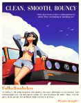  1980s_(style) 1990s_(style) 1girl 3d absurdres artist_collaboration artist_name bird blenderknight blue_sky border breasts car cloud copyright_logo english_text fake_ad fake_magazine_scan faux_retro_artstyle faux_traditional_media film_grain green_hair highres jacket logo long_hair motor_vehicle open_clothes open_jacket original outdoors price retro_artstyle shorts sky solo sports_car sunglasses tank_top text_focus white_border 