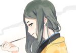  1girl bad_drawr_id bad_id from_side green_eyes green_hair holding holding_smoking_pipe kyoukai_no_kanata long_hair looking_at_viewer oekaki parted_lips profile shindou_ayaka sideways_glance smoke smoking smoking_pipe solo white_background yoplait 