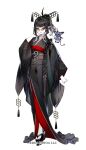  black_hair character_request commentary_request earrings full_body fuyuno_yuuki gradient_background grey_hair hair_ornament heterochromia japanese_clothes jewelry kimono looking_at_viewer obi obidome obijime official_art okobo oshiro_project:re pandemonium_(oshiro_project) platform_sandals pointy_ears ponytail red_eyes round_eyewear sandals sash sidelocks standing tabi tassel tassel_earrings tinted_eyewear white_background yellow-tinted_eyewear yellow_eyes 