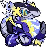  black_sclera chibi chibi_only closed_mouth colored_sclera commentary_request english_commentary full_body kawaanago lowres miraidon mixed-language_commentary multicolored_eyes non-humanoid_robot nostrils pixel_eyes pokemon pokemon_(creature) pokemon_focus robot solo transparent_background twitter_username two-tone_eyes 