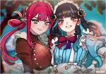  2026 2girls apron artist_name baobhan_sith_(fate) baobhan_sith_(fgo_fes._2026)_(fate) black_hair blue_sky blurry blurry_background colored_inner_hair commentary dated dated_commentary fate/grand_order fate_(series) french_commentary french_flag hair_rings looking_at_viewer maewenmitzuki maid maid_apron maid_headdress multicolored_hair multiple_girls pointy_ears puffy_sleeves self-upload single_hair_ring sky smile tenochtitlan_(fate) tenochtitlan_(fgo_fes._2026)_(fate) tree white_apron 