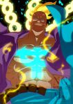  1boy abs anchor_tattoo beard_stubble blonde_hair blue_eyes blue_sash chest_tattoo commentary_request facial_hair highres looking_at_viewer male_focus marco_(one_piece) one_piece open_clothes open_shirt sash short_hair smile solo stktik09060906 stubble tail tattoo 