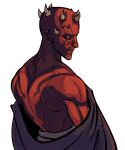  1boy absurdres alien black_skin colored_skin darth_maul highres horns looking_at_viewer multicolored_skin red_skin sashasux simple_background solo star_wars two-tone_skin upper_body white_background zabrak 