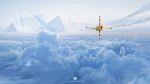  2026 above_clouds aircraft artist_logo artist_name atmospheric_perspective cloud commentary_request flying highres jellyfish logo mangshuo no_humans original pyramid_(structure) scenery 