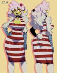 2023 5_fingers :3 accessory animatronic anthro arm_tuft artist_name bangs bell bell_collar big_breasts biped black_eyes black_nose bovid breasts butt caprine cleavage clothed clothed_anthro clothed_female clothing collar collarbone colored detailed digital_drawing_(artwork) digital_media_(artwork) dress elbow_tuft emanata eyebrows eyelashes fangs female female_anthro fingers flower flower_accessory flower_in_hair front_view fur hair hair_accessory hi_res jxzuke lidded_eyes long_hair looking_at_viewer machine mammal mechanical_arm multiple_poses nub_tail open_mouth open_smile pattern_clothing pattern_dress plant portrait pose pupils rear_view robot robot_anthro rosy_cheeks sha_(twf) shaded shadow sheep shoulder_tuft side_bangs signature smile smiling_at_viewer solo standing striped_clothing striped_dress stripes teeth text the_walten_files thick_thighs three-quarter_portrait tight_clothing tight_dress translucent translucent_hair tuft white_body white_fur white_hair white_sclera wool_(fur) wool_hair wrinkles yellow_body