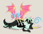 2020 ambiguous_gender dragon duo european_mythology fangs feral heart_symbol hi_res kinkajou_(wof) looking_at_another lying moonwatcher_(wof) mythological_creature mythological_scalie mythology nightwing_(wof) olive_cow on_front open_mouth open_wings rainwing_(wof) scalie spikes spikes_(anatomy) teeth western_dragon wings_of_fire
