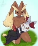 :3 animal_genitalia animal_penis anthro big_breasts blush bodily_fluids braixen breastfeeding breasts canine_genitalia canine_penis digital_media_(artwork) duo erection eyes_closed female female_anthro foxwithhat generation_4_pokemon generation_6_pokemon genitals handjob hi_res kneeling knot knotted_penis lactating larger_anthro larger_female lopunny male nintendo nipple_fetish nipple_play nipple_suck nipples nude nude_anthro nude_female nude_male nursing_handjob penile penis pokemon pokemon_(species) sex size_difference smaller_anthro smaller_male sucking