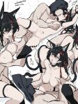  1boy 1girl :d absurdres animal_ears arknights arms_behind_back arms_behind_head black_hair blaze_(arknights) blaze_the_igniting_spark_(arknights) blue_eyes blush bound bound_arms bound_wrists breasts cat_ears cat_girl cat_tail censored clothes_lift deep_penetration doctor_(arknights) full_body girl_on_top groping hair_between_eyes hairband half-closed_eyes hand_up heart hetero highres hood hood_up kiss leaning_forward long_hair male_doctor_(arknights) medium_breasts multiple_views muscular muscular_male navel nipples nude penis pussy red_hairband rolling_eyes sex sex_from_behind shirt_lift single_thighhigh smile spoken_heart squatting squatting_cowgirl_position stomach stomach_bulge tail tank_top thigh_strap thighhighs thighs tongue tongue_out vaginal very_long_hair whate=3r white_tank_top 