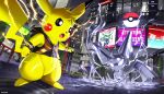 absurd_res annoucenement anthro battle city digital_media_(artwork) duo electricity generation_1_pokemon generation_2_pokemon generation_9_pokemon glistening glistening_body hi_res ichimoral inminent_battle liquid_metal male menacing_aura meowscarada meowscarada_thief metal metal_pichu nintendo pichu pikachu pixel_(artwork) pokemon pokemon_(species) silver_(metal) slime sparks