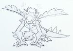 all_fours claws druddigon emanata feral gaping_mouth generation_5_pokemon jagged_mouth leaf leaf_wings looking_at_viewer nintendo open_mouth pokemon pokemon_(species) roaring_at_viewer solo spiked_legs spiked_tail spikes spikes_(anatomy) tail toe_claws tongue unknown_artist unusual_anatomy unusual_wings wings
