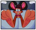 absurd_res ailurid anthro big_feet big_tongue big_uvula border clothing comic duo eyewear feet foot_focus glasses grey_tongue hi_res in_mouth inside_mouth lagomorph leporid male male/male mammal on_tongue pawpads paws rabbit red_panda roderick_(tamerkoh) shirt soles supersneslewd thick_tongue tongue toony topwear uvula vore wearing_glasses wearing_shirt white_border wide_tongue zippy_(supersneslewd)