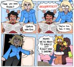 2026 4_panel_comic ambiguous_gender angry anthro antlers black_clothing black_hair black_makeup black_shirt black_topwear blonde_hair bottomwear brown_bottomwear brown_clothing brown_hair brown_pants buckteeth carol_holiday clothed clothing comic daughter_(lore) deer deltarune dialogue doodly_sheery english_text facial_hair father_(lore) father_and_child_(lore) father_and_daughter_(lore) female freckles fur gem group hair hi_res horn human husband_and_wife jewelry kris_dreemurr lightner makeup male mammal married_couple mature_anthro mature_female mature_male mother_(lore) mother_and_child_(lore) mother_and_daughter_(lore) mother_and_father_(lore) necklace new_world_deer newspaper noelle_holiday pants parent_(lore) parent_and_child_(lore) parent_and_daughter_(lore) pearl_(gem) pearl_necklace reindeer rudolph_holiday shirt skirt speech_bubble teeth text topwear undertale_(series) yellow_body yellow_skin