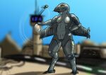 aeromorph airbase aircraft airplane anthro bottomless bottomless_anthro bottomless_female breasts clothed clothing desert digital_media_(artwork) f-150 f-15_eagle female grey_body hi_res living_aircraft living_machine living_vehicle machine mcdonnell_douglas mythology nude pilot scales scalie size_difference solo spicyscaliearts topless topless_anthro topless_female vehicle wings