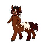 alpha_channel black_hair chibi demon demon_slayer equid equine flame_markings hair hanafuda hooves horse kimetsu_no_yaiba male mammal markings pupils puppetmaster13uwu red_eyes red_hair_tips simple_background slit_pupils solo tanjiro_kamado taur transparent_background yellow_pupils