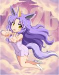  1girl 2026 :3 absurdres animal_ears blush_stickers cloud commentary_request dress finger_counting full_body highres horns horse_ears horse_tail inatsuka_haru open_mouth original purple_dress purple_hair shoes short_dress short_hair single_horn smile solo sparkle_background tail unicorn_girl unicorn_horn very_short_hair white_shoes yellow_eyes 
