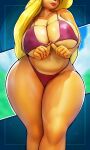 3:5 3d_(artwork) absurd_res activision anthro bandicoot big_breasts bikini bikini_thong bikini_top blonde_hair breasts clothing crash_bandicoot_(series) curvy_figure digital_media_(artwork) female hair hi_res huge_breasts huge_hips huge_thighs lips mammal marsupial micro_bikini nipple_outline sala3dart side_boob solo string_bikini swimwear tawna_bandicoot thick_thighs two-piece_swimsuit under_boob voluptuous voluptuous_anthro voluptuous_female wide_hips