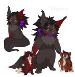 6_eyes anthro black_body black_hair bow_tie bow_tie_only collar demon_slayer domestic_cat ear_tuft felid feline felis female flame_markings fur group hair hand_holding kimetsu_no_yaiba kokushibo_(demon_slayer) long_fur long_hair maine_coon male mammal markings mostly_nude multi_eye nezuko_kamado orange_hair_tips paws pink_eyes ponytail puppetmaster13uwu purple_bow red_body red_hair_tips red_sclera siberian_cat tanjiro_kamado toy_mouse trio tuft whiskers yellow_eyes
