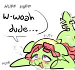 5_fingers bestiality blush blush_lines bodily_fluids breath cum cum_inside cum_on_body cum_on_leg cum_on_lower_body cum_on_partner drool_pool drooling drooling_tongue duo earth_pony equid equine eyebrows female feral feral_penetrated fingers floppy_ears friendship_is_magic fucked_silly fur genital_fluids green_body green_fur hair half-closed_eyes hasbro holding_leg horse human human_on_feral human_penetrating human_penetrating_feral interspecies kerchief looking_pleasured male male/female mammal multicolored_hair my_little_pony narrowed_eyes nobody_(artist) offscreen_character one_leg_up panting penetration pony purple_eyes raised_leg red_hair saliva sex simple_background speech_bubble sweat sweatdrop sweaty_sex thick_eyebrows tongue tongue_out tree_hugger_(mlp) tremble_lines two_tone_hair vaginal white_background