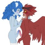 anthro avian balls big_breasts bird bodily_fluids breasts eyebrows feathered_wings feathers fluffy fluffy_chest frankelda frottage genital_fluids genitals gynomorph gynomorph/male gynomorph_human herneval human humanoid_genitalia humanoid_penis i_am_frankelda intersex intersex/male intersex_human isomaru male male_anthro mammal nude owl owl_demon penile penis penises_touching precum sex simple_background susto tapering_penis tecotias thick_eyebrows vein veiny_penis white_background wings