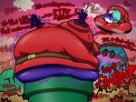 belly big_belly big_breasts blueberry_inflation bodily_fluids breasts clothing dialogue female hi_res huge_belly huge_breasts humanoid hyper hyper_belly hyper_breasts inflation lactating lactating_juice lactating_through_clothing mario_bros nintendo nipple_outline nipples puffy_nipples shyguy sinflative solo unusual_bodily_fluids unusual_lactation wet wet_clothing