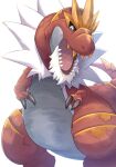 2026 2_fingers ambiguous_feral ambiguous_gender biped bipedal_feral black_claws black_sclera claws dinosaur feral finger_claws fingers fossil_pokemon generation_6_pokemon grey_body grey_scales hi_res looking_down multicolored_body multicolored_scales nintendo open_mouth orange_body orange_scales orange_teeth pink_tongue pokemon pokemon_(species) prehistoric_species pupils red_body red_scales red_tail reptile rumine saurischian scales scalie shaded sharp_teeth simple_background slit_pupils snout solo standing tail tapering_tail teeth theropod thick_tail tongue tyrannosauroid tyrantrum white_background white_body white_eyes white_scales