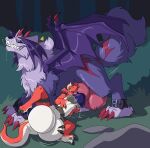 all_fours alternate_species animal_genitalia animal_penis anthro anthro_on_feral anthro_penetrated artemis_the_absol ball_inflation ball_markings balls bandai_namco bestiality black_claws bodily_fluids canine_genitalia canine_penis claws countershading cum cum_exchange cum_in_balls cum_in_penis cum_inflation cum_inside digimon digimon_(species) drooling duo eye_roll eyes_closed feral feral_penetrating feral_penetrating_anthro finger_claws fuf genital_fluids genital_markings genitals gloves_(marking) guilmon hi_res horn humanoid_genitalia humanoid_penis inflation knot knotted_penis leg_markings lidded_eyes lying male male/male male_penetrated male_penetrating male_penetrating_male markings nude on_side open_mouth open_smile outside_sex penetration penile penile_penetration penis penis_in_penis penis_markings pink_crotch pink_horn purple_body red_body red_claws saliva sangloupmon sex smile tail tail_markings thigh_markings toe_claws urethral urethral_bulge urethral_penetration white_body white_countershading wing_claws wings