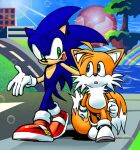 2_tails black_nose blue_body blue_ears blue_eyes blue_fur blue_hair blue_quills blue_tail canid canine cheek_tuft clothing countershading dipstick_tail duo eulipotyphlan facial_tuft footwear fox fur glistening glistening_eyes glistening_nose green_eyes hair head_tuft hedgehog hi_res kolsan male mammal markings miles_prower multi_tail multicolored_clothing multicolored_footwear multicolored_shoes open_mouth open_smile orange_ears orange_hair orange_tail pink_tongue pupils red_clothing red_footwear red_shoes sega shoes short_tail smile sonic_the_hedgehog sonic_the_hedgehog_(series) tail tail_markings tan_body tan_countershading tan_inner_ear tan_skin tongue tuft two_tone_clothing two_tone_footwear two_tone_shoes two_tone_tail white_body white_clothing white_footwear white_fur white_inner_ear white_shoes white_tail