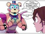 2022 4:3 animatronic anthro bear bow_tie bracelet dialogue digital_media_(artwork) drug_taker duo ear_piercing ear_ring english_text five_nights_at_freddy's five_nights_at_freddy's:_security_breach glamrock_freddy gregory_(fnaf) hi_res human jewelry machine male mammal piercing ring_piercing robot scottgames spiked_bracelet spikes steel_wool_studios text