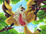 4_toes anisodactyl beakon bodily_fluids cloacal_penis dripping erection feathers feet feral genital_fluids genitals hi_res looking_at_viewer looking_down looking_down_at_viewer low-angle_view male mythil_flower pal_(species) palworld penis pocketpair precum precum_drip signature solo tapering_penis toes worm's-eye_view yellow_body yellow_feathers