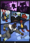 abs absurd_res anthro bear beard comic crocodile crocodilian dialogue duo english_text facial_hair hi_res kobold male mammal muscular muscular_male mustache neothedragon02 plushie reptile scalie superhero tail text transformation villainous