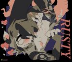 anthro band-aid bandage black_body black_fur breasts claws drunkydude eyebrows featureless_crotch female fluffy fluffy_chest fur half-length_portrait hand_scar heart_symbol hi_res light lying mammal multi_nipple murid murine neck_tuft nipples pink_eyes pink_face pointy_ears portrait pose pubes rat_tail rodent rusty_(drunkydude) scar self-harm_scars sharp_teeth skull_pattern skull_symbol solo sparkles strap_harness strapon stripes tail teeth text thick_eyebrows trans_(lore) trans_man_(lore) tuft upside_down url white_body white_tummy