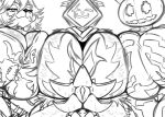 anthro bear bedroom_eyes big_breasts bodily_fluids breast_squish breasts camel_toe canid canine canis cat_smile choker cleavage clothed clothing crossover domestic_cat epic_games eulipotyphlan eye_scar eyelashes facial_scar felid feline felis female fortnite group hedgehog huge_breasts hyper hyper_breasts imminent_death_by_snu_snu jack-o'-lantern jewelry larger_female long_eyelashes looking_down male mammal monochrome narrowed_eyes necklace raven_team_leader scar seductive sega shadow_the_hedgehog size_difference smaller_male sonic_the_hedgehog_(series) spice_(fortnite) squish sweat sweatdrop thick_thighs ultimateshadow wide_hips wolf wolfie_(fortnite)