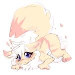 2025 all_fours anthro biped blue_eyes blush bodily_fluids canid canine chest_tuft claws countershading cross_pupils dipstick_tail egg english_description female female_anthro finger_claws flat_colors fur fur_tuft genital_fluids hair heart_symbol hi_res hooved_toes hooves looking_at_viewer lunargent mammal markings monotone_hair multicolored_body multicolored_fur nude nude_anthro nude_female orange_body orange_fur oviposition plantigrade short_hair simple_background sketch slim slim_anthro slim_female solo tail tail_markings three-quarter_view tuft vaginal_fluids white_background white_body white_countershading white_fur white_hair wide_eyed yellow_body yellow_fur
