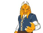 adventurer alpha_channel clothing dragon dragon_(dnd) dragonborn_(dnd) dungeons_and_dragons eye_scar facial_scar gesturing_at_viewer gold_dragon_(dnd) hasbro hi_res looking_at_viewer male mythological_creature mythological_scalie mythology novarraveditoa png_avatar portrait scalie scar scared shirt solo solo_focus three-quarter_portrait topwear tunic twitch.tv wizards_of_the_coast