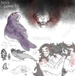 6_eyes ambiguous_gender aquatic black_hair body_hair celtic_mythology chest_hair claws demon demon_slayer duo european_mythology feral flame_markings hair humanoid kimetsu_no_yaiba kokushibo_(demon_slayer) leopard_seal long_hair male mammal markings multi_eye mythological_creature mythological_marine mythology pinniped puppetmaster13uwu purple_body red_eyes red_hair_tips red_sclera seal selkie sharp_teeth sketch slightly_chubby solo tanjiro_kamado teeth text white_text yellow_eyes