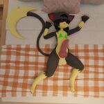 1:1 3d_(artwork) absurd_res animal_genitalia animal_penis anthro backwards_cap balls bed big_penis bikini bikini_top black_body black_fur black_hair blender_(artwork) burtrevolution clothed clothing digital_media_(artwork) felid feline femboy fur furniture generation_5_pokemon genitals gloves hair handwear hat headgear headwear heart_eyes heart_symbol hi_res huge_penis knot liepard looking_at_viewer male mammal nintendo partially_clothed paws penis pillow pokemon pokemon_(species) red_body red_fur solo swimwear two-piece_swimsuit whiskers yellow_balls yellow_body yellow_fur