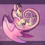 1:1 2023 ambiguous_gender dragon european_mythology fangs feral heartspark hi_res horn kinkajou_(wof) looking_at_viewer mythological_creature mythological_scalie mythology open_wings rainwing_(wof) scalie side_view solo spikes spikes_(anatomy) star teeth tongue tongue_out western_dragon wings_of_fire