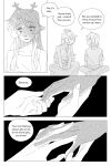 2025 2:3 absurd_res ambiguous_gender ambiguous_human anthro antlers biped clothed clothing comic deer deltarune dialogue digital_drawing_(artwork) digital_media_(artwork) duo english_text female female/ambiguous female_anthro goomyloid hair hi_res hooves horn human kris_dreemurr long_hair mammal monochrome new_world_deer noelle_holiday nonbinary_(lore) short_hair speech_bubble text undertale_(series) unguligrade weird_route
