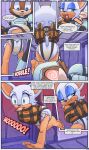 absurd_res bat blue_eyeshadow bodily_fluids comic diaper english_text eyelashes eyeshadow female genital_fluids green_eyes hi_res makeup male mammal paddedulf restraints rouge_the_bat running running_away security security_guard sega sonic_the_hedgehog_(series) straitjacket text unclean_diaper urine used_diaper wet_diaper