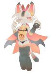 2025 3_eyes 3_toes 4_fingers absurd_res anthro belly_eye bikini biped black_bikini black_body black_clothing black_fur black_swimwear blush blush_stickers breasts cape cheek_tuft cjk_character claws clothed clothing colored demon devil_connection digital_media_(artwork) dipstick_ears dipstick_tail domestic_cat ear_markings eyelashes facial_tuft feet felid feline felis female female_anthro finger_claws fingers front_view full-length_portrait fur gloves_(marking) hi_res hip_wings horn kemono looking_at_viewer makemon mammal maneko_(makemon) markings membrane_(anatomy) membranous_wings multi_eye multicolored_body multicolored_ears multicolored_fur one_eye_closed pink_cape pink_clothing pink_eyes pink_horn portrait pose shaded simple_background skimpy solo standing swimwear tail tail_markings toes tuft two-piece_swimsuit unusual_wing_placement utterangle white_background white_body white_fur wings wink yellow_body yellow_fur