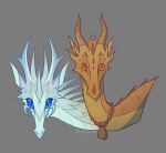 ambiguous_gender dragon duo ear_piercing ear_ring european_mythology feral glassshine hailstorm_(wof) icewing_(wof) jewelry looking_at_viewer mythological_creature mythological_scalie mythology necklace piercing pupils pyrite_(wof) ring_piercing scales scalie simple_background skywing_(wof) slit_pupils spikes spikes_(anatomy) western_dragon wings_of_fire