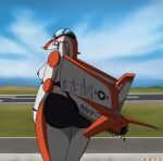 aeromorph aircraft airfield airplane anthro areola back_wings berkutmakesart big_butt black_areola black_nipples breasts butt cloud cockpit dark_areola dark_nipples digital_media_(artwork) female fin genitals hi_res jet jet_engine living_aircraft living_machine living_vehicle looking_at_viewer looking_back machine metallic_body nipples non-mammal_nipples nude nude_anthro nude_female outside rear_view sky solo tail tail_fin thick_thighs vehicle vulva white_body wide_hips wings