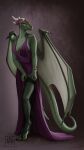 2022 3_toes 4_horns anthro arimah artist_logo artist_name biped black_clothing black_legwear black_stockings bracelet breasts brown_body brown_scales claws clothed clothing clothing_pull collarbone countershade_neck countershade_scales countershade_tail countershade_torso countershading digit_ring digital_media_(artwork) digital_painting_(artwork) digitigrade dragon dress dressing_up european_mythology exposed_leg feet female finger_claws finger_ring fingers flower_on_head front_view full-length_portrait green_body green_scales hi_res horn jadedragoness jewelry legwear legwear_pull logo long_dress looking_aside medium_breasts membrane_(anatomy) membranous_wings mouth_closed multi_horn mythological_creature mythological_scalie mythology necklace painting_(artwork) portrait propatagium purple_clothing purple_dress scales scalie simple_background slit_dress snout solo standing stockings tail tapering_tail text toe_claws toeless_legwear toeless_stockings toes wavy_horn western_dragon white_claws white_horn wing_ring wings yellow_eyes