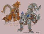 all_fours anthro bell bell_harness blue_eyes brown_eyes cheek_tuft dipstick_ears domestic_cat dragon duo ear_markings facial_tuft felid feline felis fur furred_dragon furred_scalie grey_body grey_fur harness hi_res male male_anthro mammal markings multicolored_ears mythological_creature mythological_scalie mythology narrowed_eyes nude orange_body orange_fur oselotti oselotti_(character) scalie senky signature slim_anthro slim_male tan_body tan_fur tuft white_body white_fur